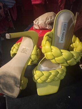 Steve Madden Lime Braided Strap High Heel Sandals